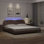 Bed Frame "Viana" with LED without Mattress Brown 200x200 cm