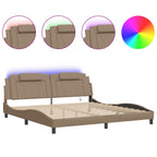 Bed Frame "Viana" with LED without Mattress Cappuccino 200x200 cm