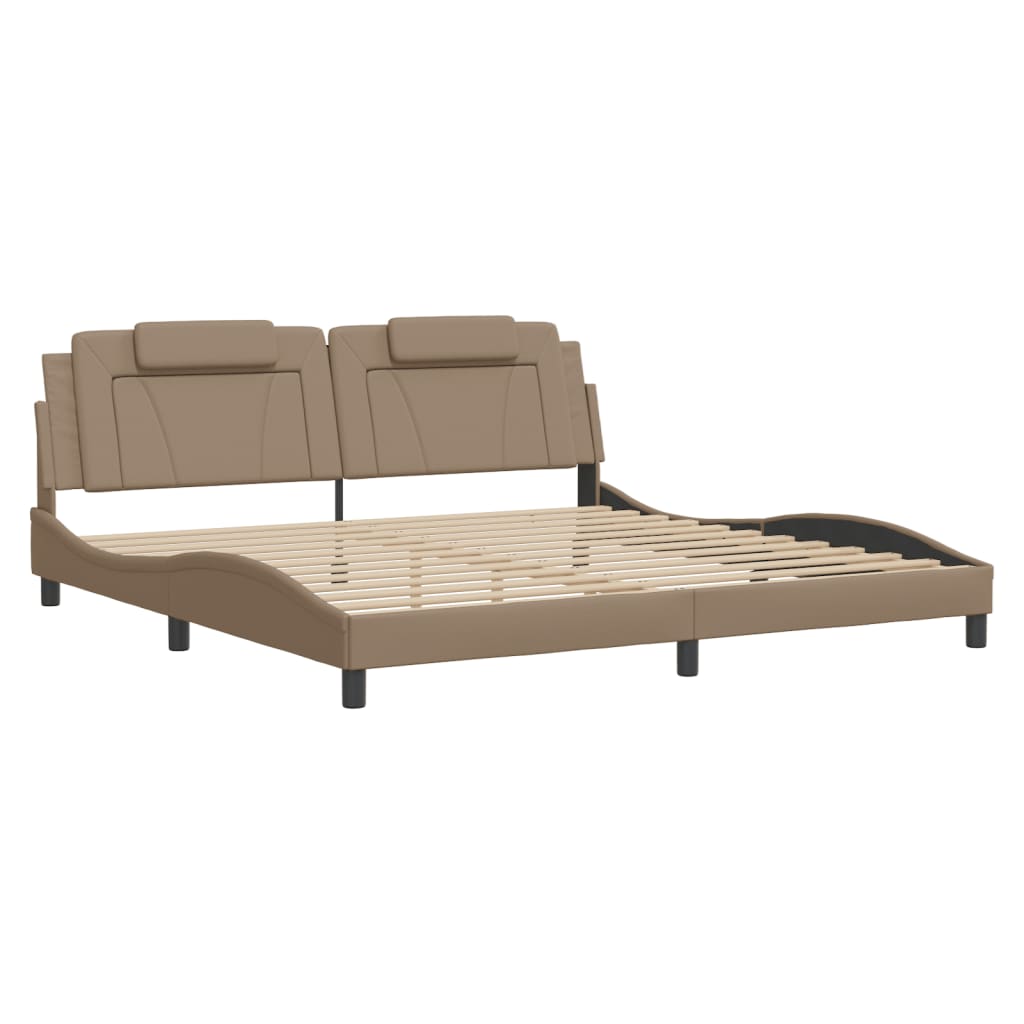 Bed Frame "Viana" with LED without Mattress Cappuccino 200x200 cm