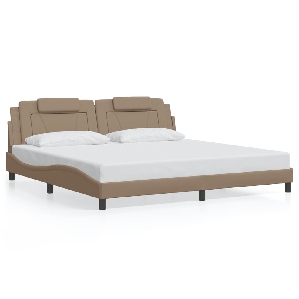 Bed Frame "Viana" with LED without Mattress Cappuccino 200x200 cm