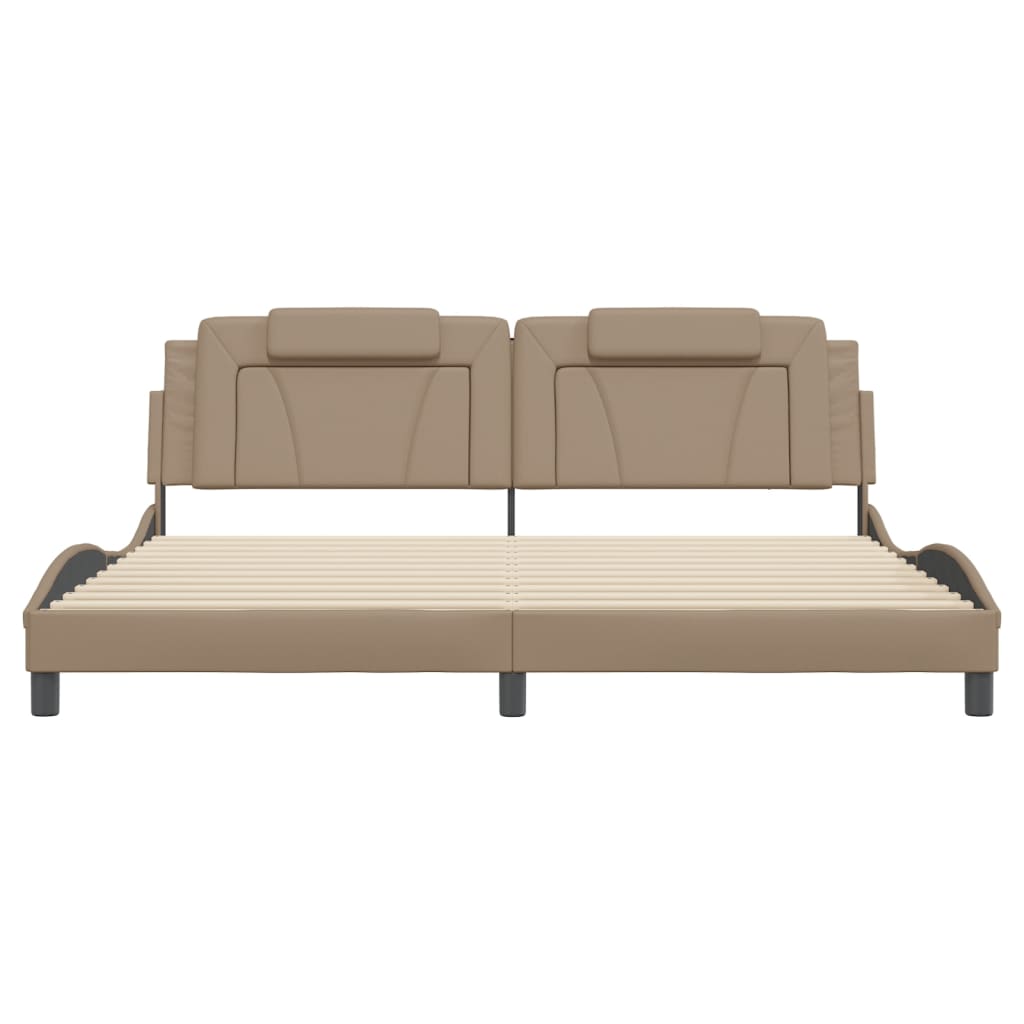 Bed Frame "Viana" with LED without Mattress Cappuccino 200x200 cm