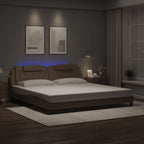 Bed Frame "Viana" with LED without Mattress Cappuccino 200x200 cm