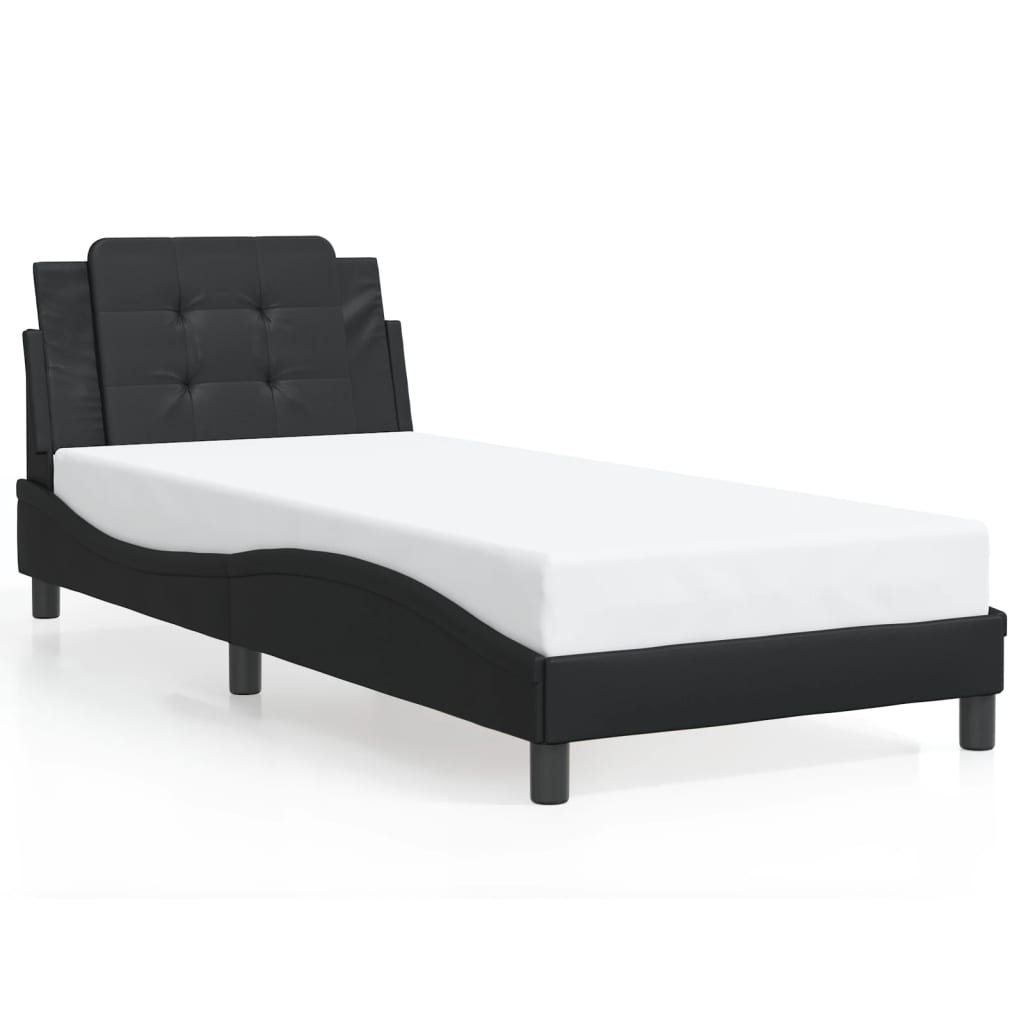 Bed Frame with LED without Mattress "Zadar" Black 80x200 cm