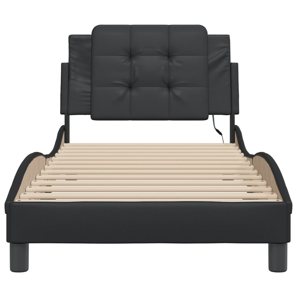 Bed Frame with LED without Mattress "Zadar" Black 80x200 cm