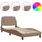 Bed Frame with LED without Mattress "Zadar" Cappuccino 80x200 cm