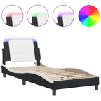 Bed Frame with LED without Mattress "Zadar" Black and White 80x200 cm