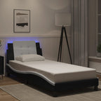 Bed Frame with LED without Mattress "Zadar" Black and White 80x200 cm