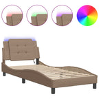 Bed Frame with LED without Mattress "Zadar" Cappuccino 90x190 cm