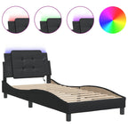 Bed Frame with LED without Mattress "Zadar" Black 90x200 cm