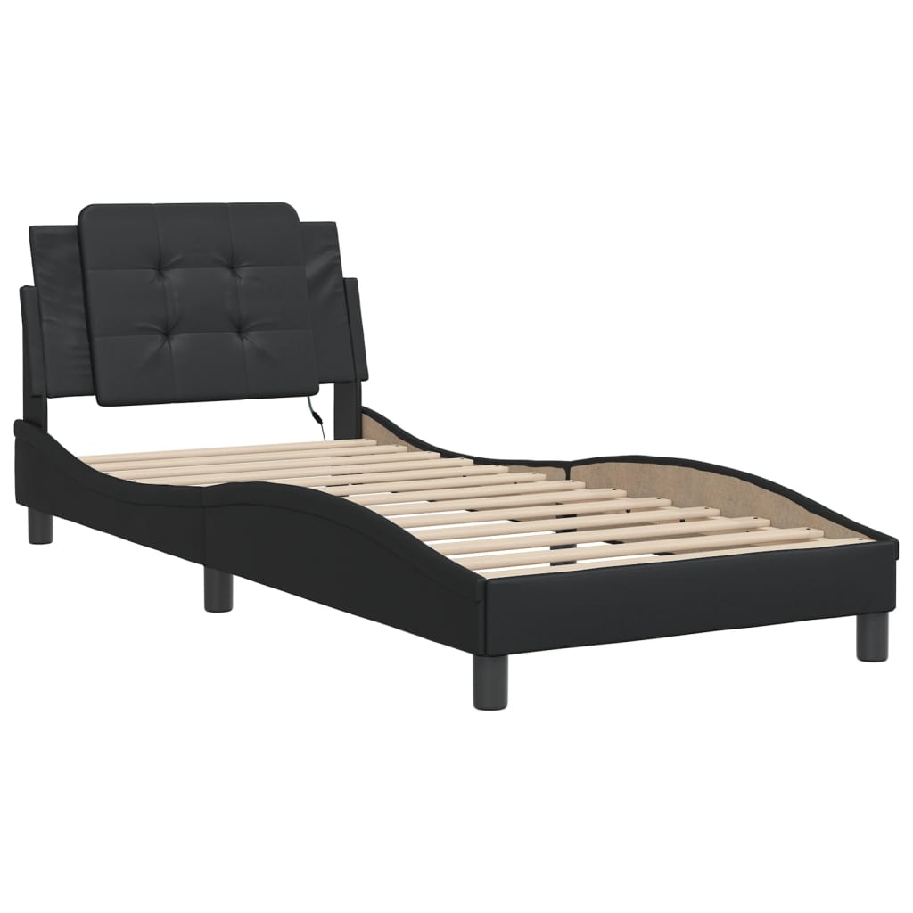 Bed Frame with LED without Mattress "Zadar" Black 90x200 cm
