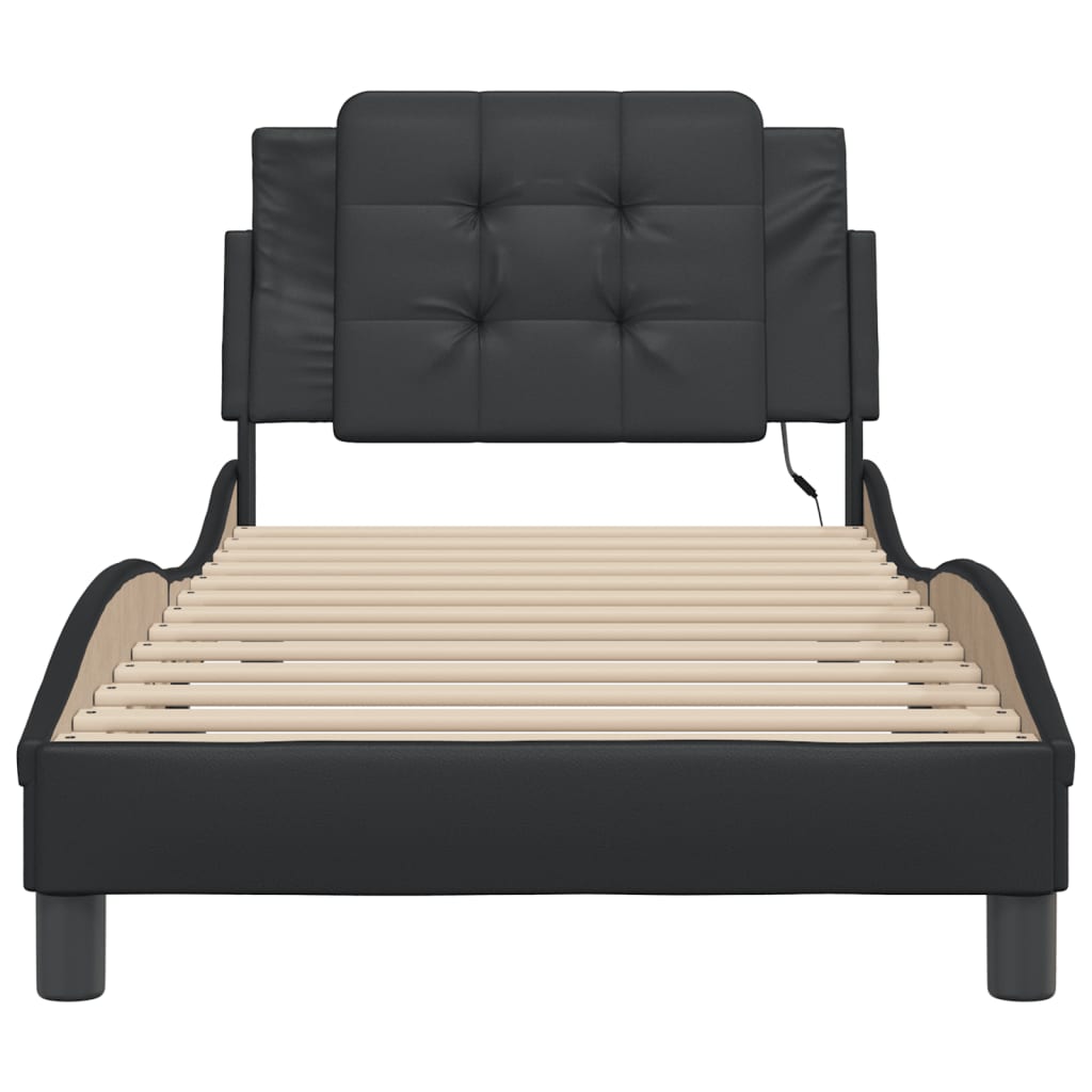 Bed Frame with LED without Mattress "Zadar" Black 90x200 cm