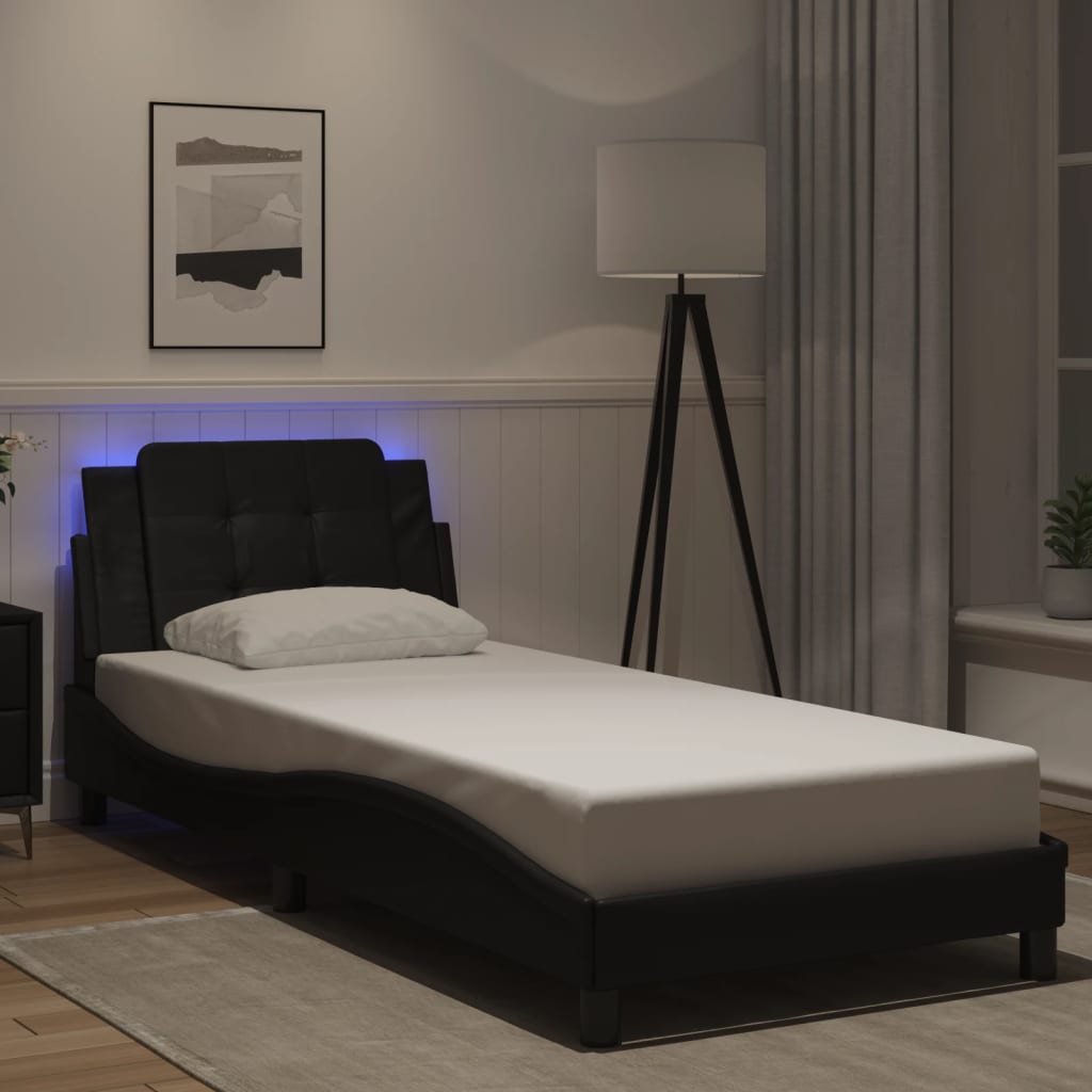 Bed Frame with LED without Mattress "Zadar" Black 90x200 cm