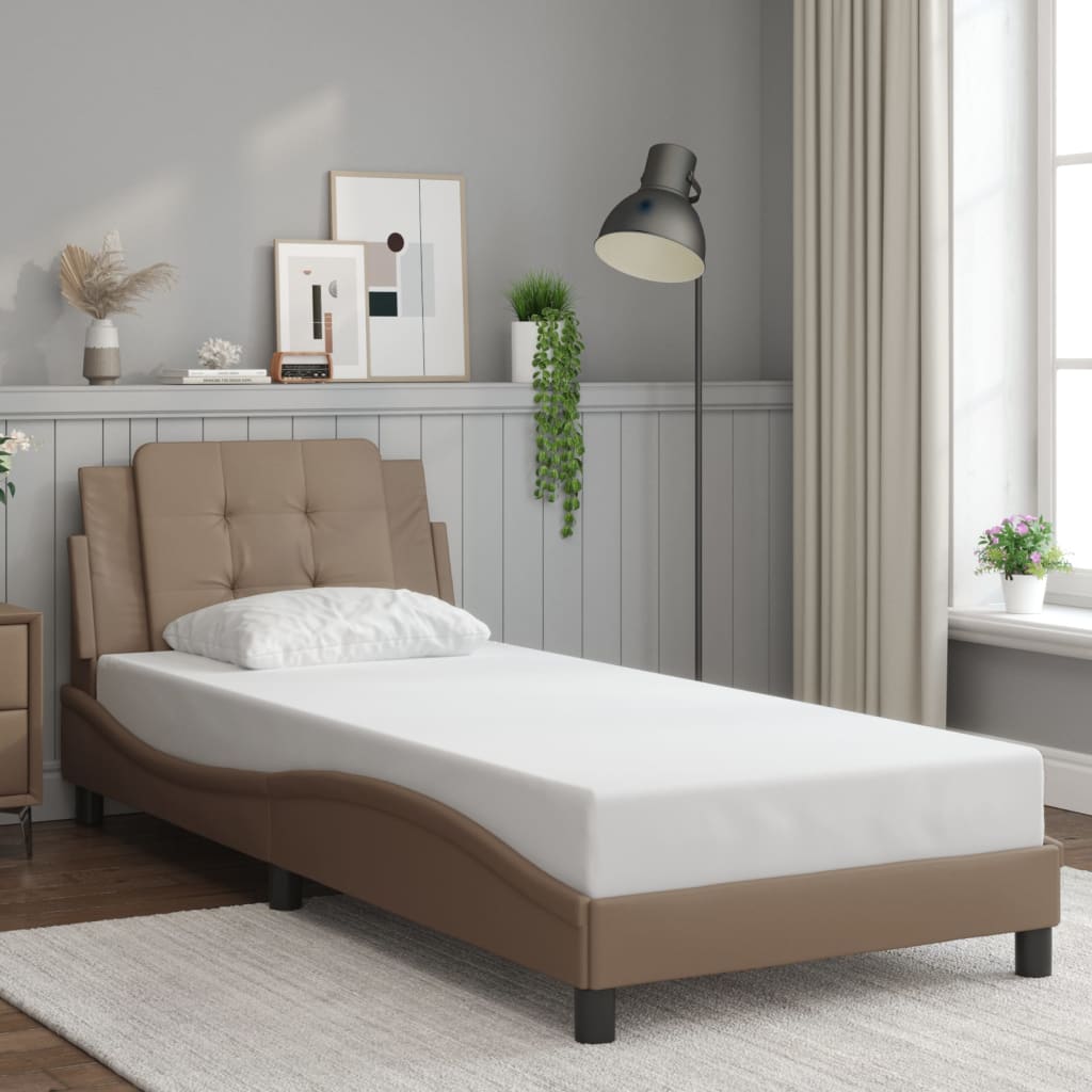 Bed Frame with LED without Mattress "Zadar" Cappuccino 90x200 cm