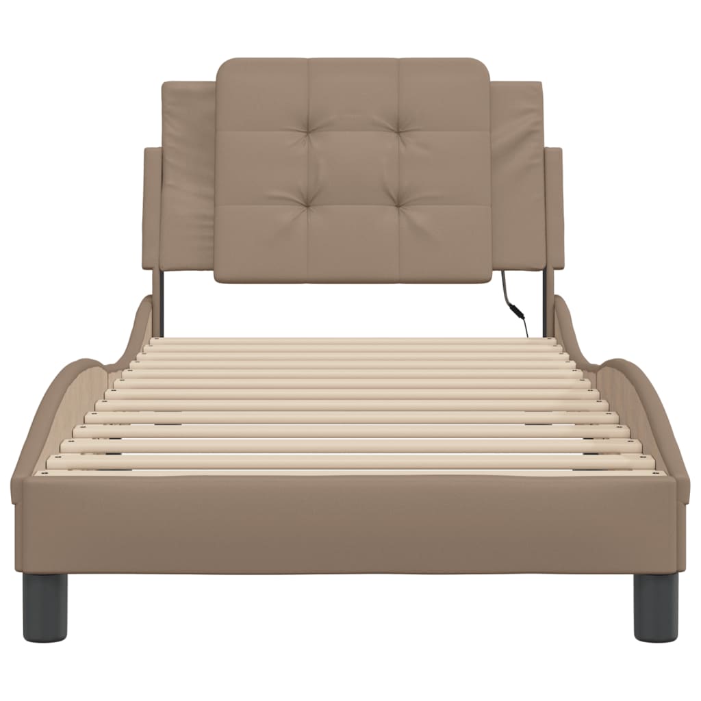 Bed Frame with LED without Mattress "Zadar" Cappuccino 90x200 cm