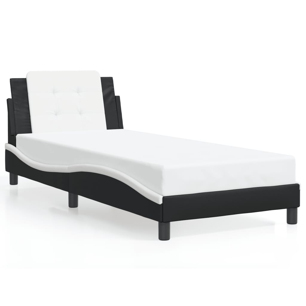 Bed Frame with LED without Mattress "Zadar" Black and White 90x200 cm