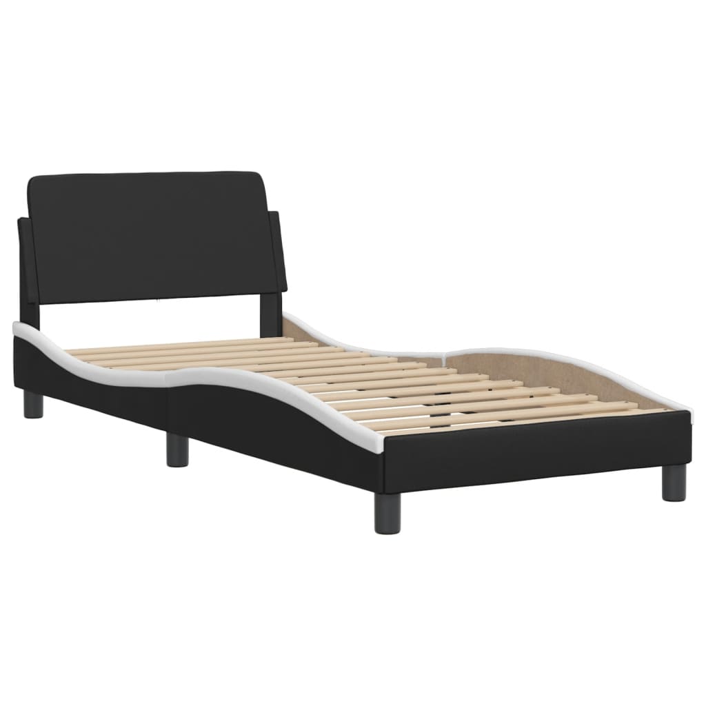 Bed Frame with LED without Mattress "Zadar" Black and White 90x200 cm