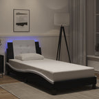 Bed Frame with LED without Mattress "Zadar" Black and White 90x200 cm