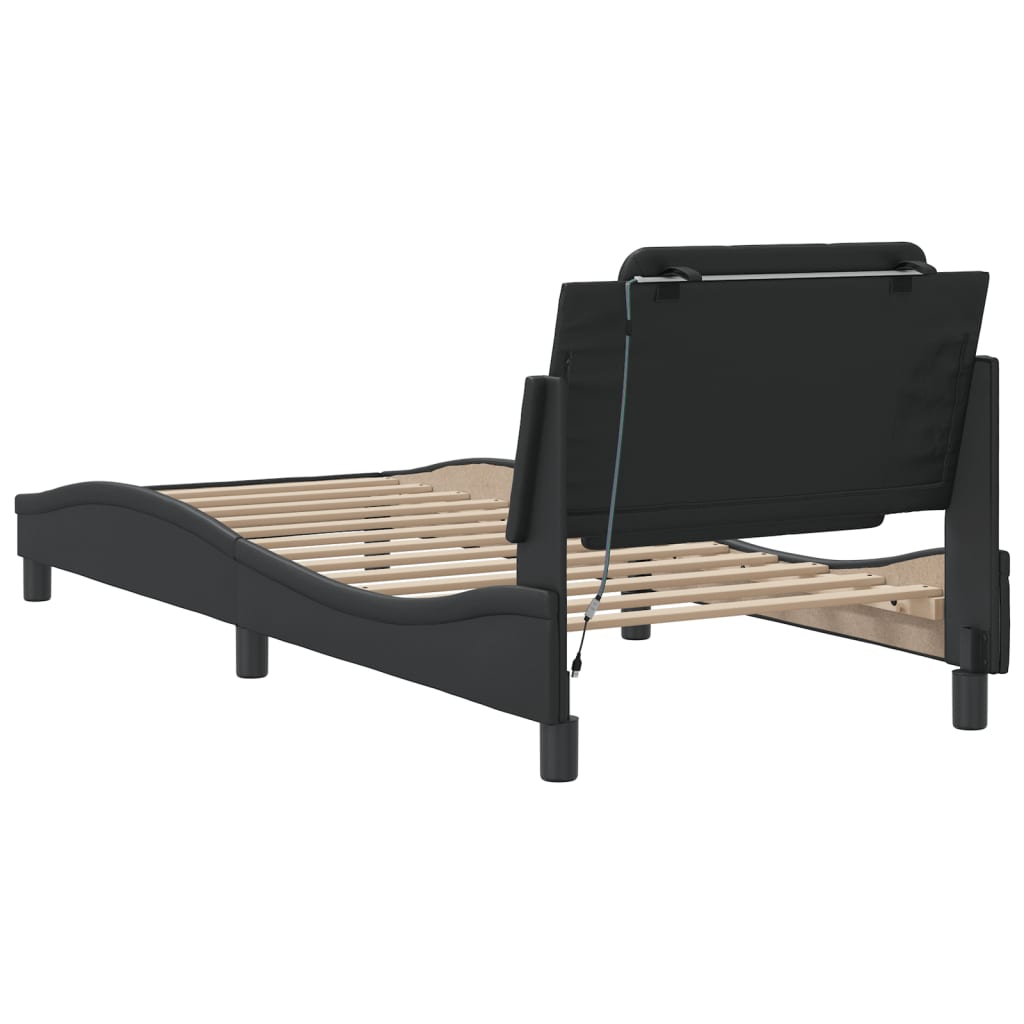 Bed Frame with LED without Mattress "Zadar" Black 100x200 cm