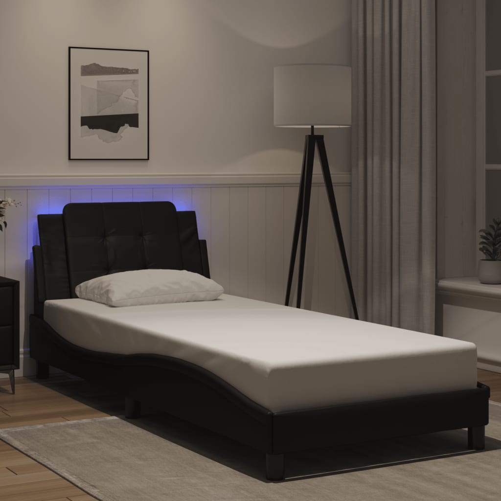 Bed Frame with LED without Mattress "Zadar" Black 100x200 cm