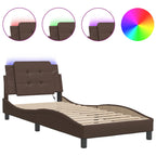 Bed Frame with LED without Mattress "Zadar" Brown 100x200 cm
