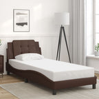 Bed Frame with LED without Mattress "Zadar" Brown 100x200 cm