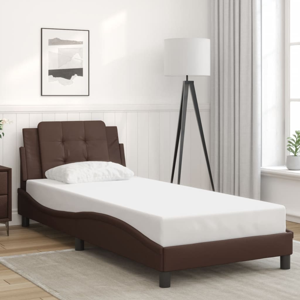Bed Frame with LED without Mattress "Zadar" Brown 100x200 cm