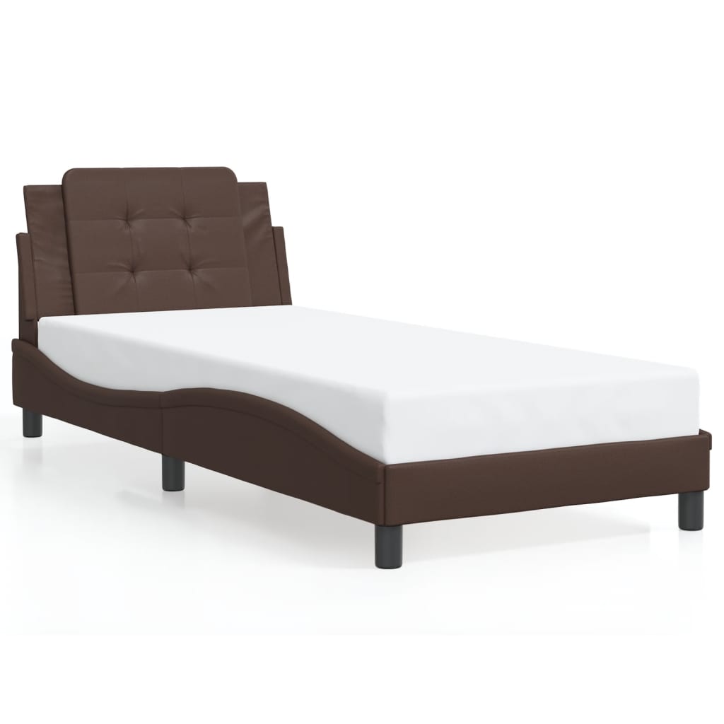 Bed Frame with LED without Mattress "Zadar" Brown 100x200 cm