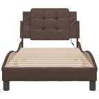 Bed Frame with LED without Mattress "Zadar" Brown 100x200 cm