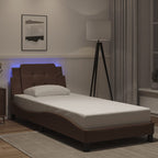 Bed Frame with LED without Mattress "Zadar" Brown 100x200 cm