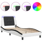 Bed Frame with LED without Mattress "Zadar" White and Black 100x200 cm