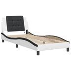 Bed Frame with LED without Mattress "Zadar" White and Black 100x200 cm