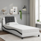 Bed Frame with LED without Mattress "Zadar" White and Black 100x200 cm