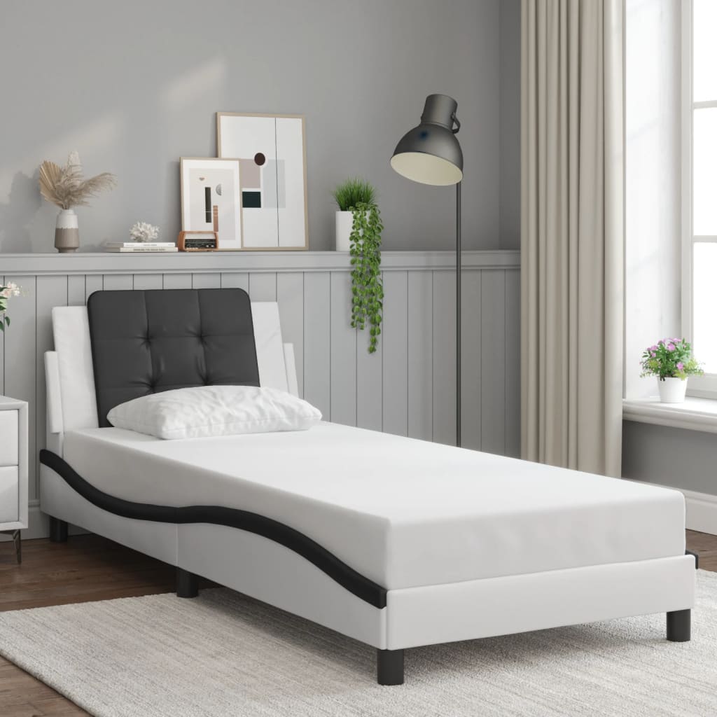 Bed Frame with LED without Mattress "Zadar" White and Black 100x200 cm