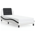 Bed Frame with LED without Mattress "Zadar" White and Black 100x200 cm