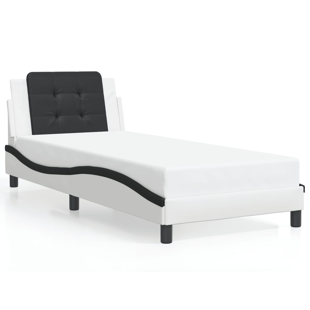 Bed Frame with LED without Mattress "Zadar" White and Black 100x200 cm