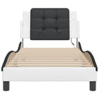 Bed Frame with LED without Mattress "Zadar" White and Black 100x200 cm