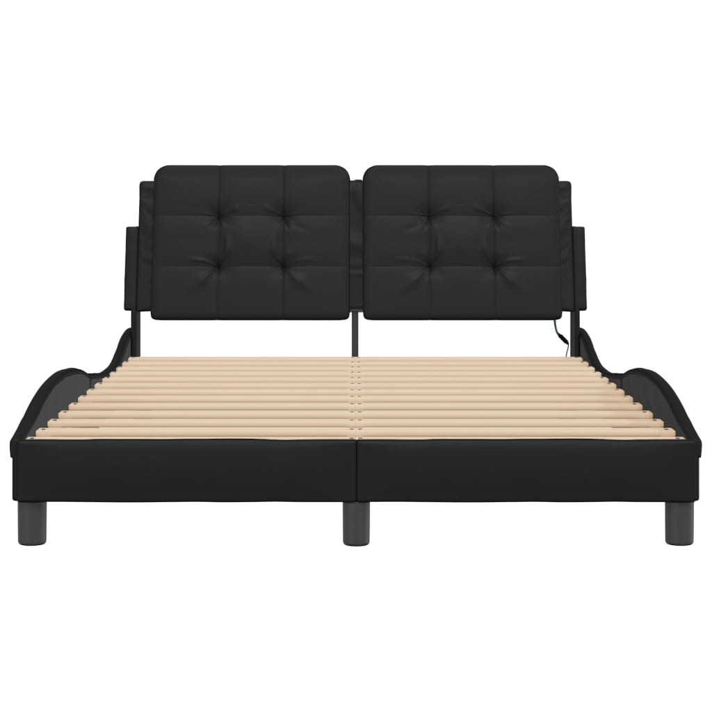 Bed Frame with LED without Mattress "Zadar" Black 120x200 cm