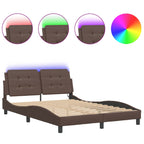 Bed Frame with LED without Mattress "Zadar" Brown 120x200 cm