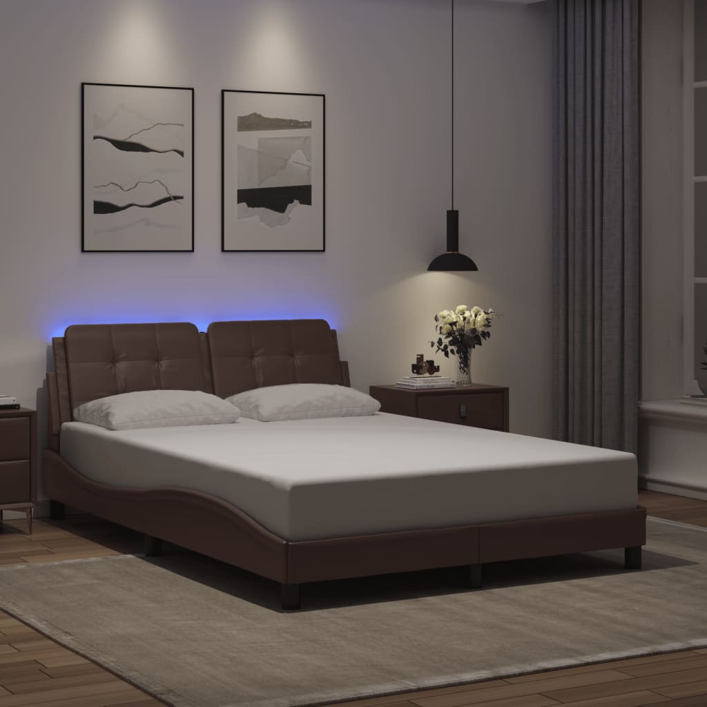 Bed Frame with LED without Mattress "Zadar" Grey 120x200 cm