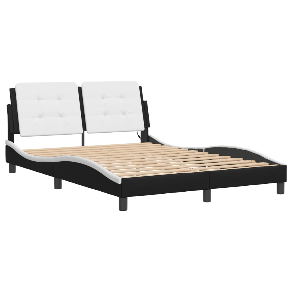 Bed Frame with LED without Mattress "Zadar" Black and White 120x200 cm