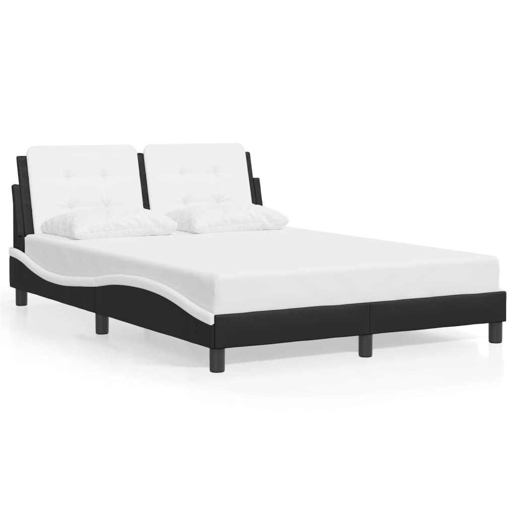 Bed Frame with LED without Mattress "Zadar" Black and White 120x200 cm