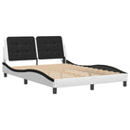 Bed Frame with LED without Mattress "Zadar" White and Black 120x200 cm