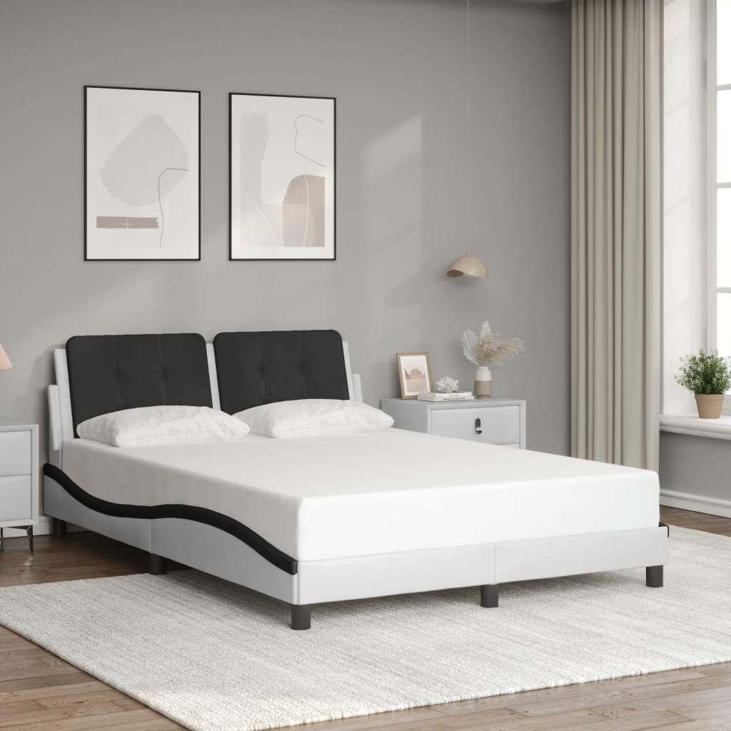 Bed Frame with LED without Mattress "Zadar" White and Black 120x200 cm