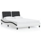 Bed Frame with LED without Mattress "Zadar" White and Black 120x200 cm