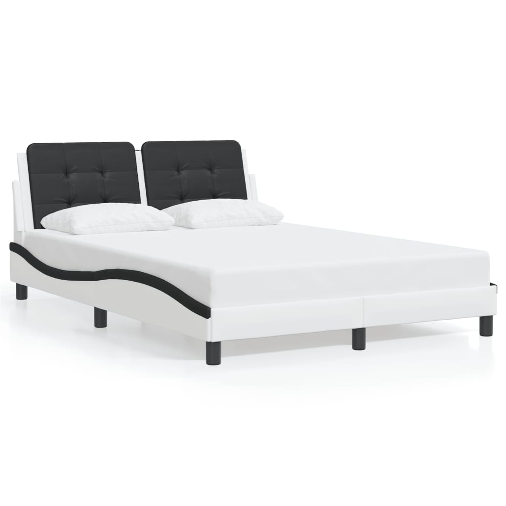 Bed Frame with LED without Mattress "Zadar" White and Black 120x200 cm