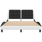 Bed Frame with LED without Mattress "Zadar" White and Black 120x200 cm