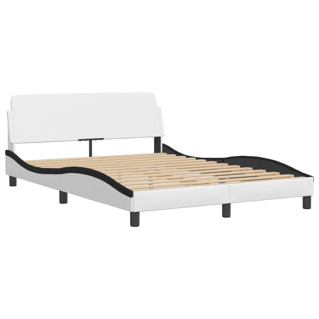 Bed Frame with LED without Mattress "Zadar" White and Black 120x200 cm