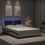 Bed Frame with LED without Mattress "Zadar" White and Black 120x200 cm