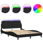 Bed Frame with LED without Mattress "Zadar" Black 140x190 cm