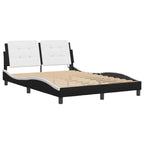 Bed Frame with LED without Mattress "Zadar" Black and White 140x190 cm